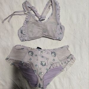 Hot Topic Two-Piece Lavender Pastel Unicorn Swimsuit, Size XS